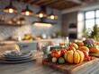 © Abdel - Warm kitchen with pumpkin centerpiece