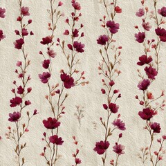 Wall Mural - Vertical Seamless Floral Pattern in Watercolor Style on Light Background