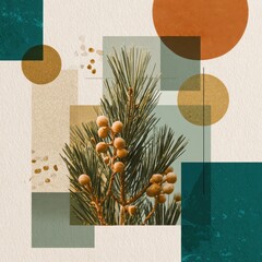 Wall Mural - modern minimalist christmas social media set with abstract design