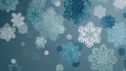 Wall Mural - Abstract Winter Background Featuring Unique Snowflake Patterns