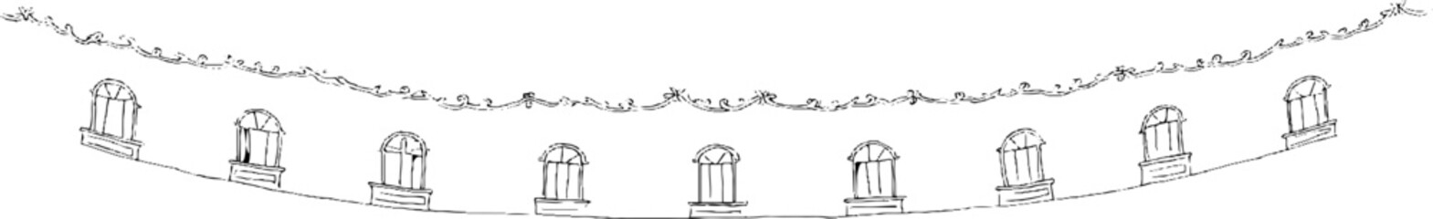 Minimalist line art border featuring arched windows for elegant design
