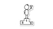 © DARA - Simple Line Art Illustration of a Celebratory Figure on a Winners Podium.