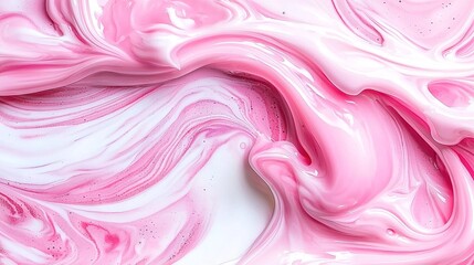 Wall Mural -   Close-up of pink and white paint swirls on white and pink surface