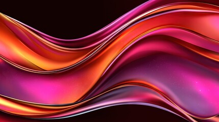 Wall Mural -  A digital illustration of a pink-orange wave on a black backdrop, featuring a blank area for text or insertion of an additional image (43