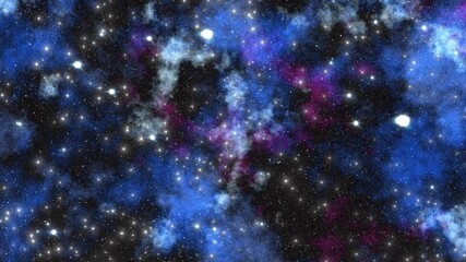 Wall Mural - Vivid star-filled galaxy scene with glowing nebulae in shades of blue, purple