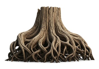 Detailed tree stump with exposed roots and mossy accents natural outdoor element