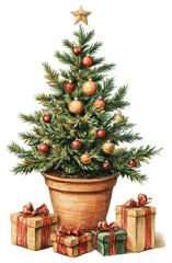Wall Mural - PNG Christmas tree christmas illustration wrapped.