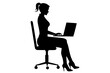 © Alamgir - Vector art of silhouette of a woman sitting on an office chair working on a laptop