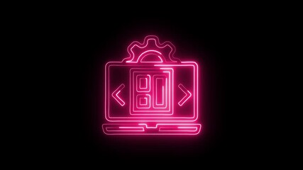 Development Progress Icon Animation with Glowing Lines on Black Background