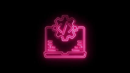 Development Settings Icon Animation with Glowing Lines on Black Background