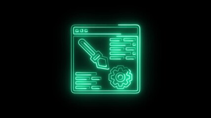 Design Tools Icon Animation with Glowing Lines on Black Background