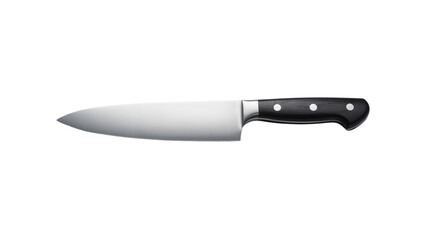 Professional chef's knife with sleek steel blade and dark ergonomic handle