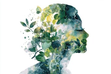 Wall Mural - Watercolor Serenity: A Mindfulness Illustration of Meditation and Spiritual Awareness in Nature