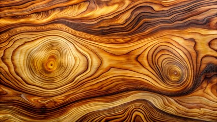 Closeup of a natural wood grain pattern with swirling lines
