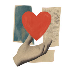 Wall Mural - PNG Abstract hand holding red heart.