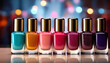 © Keira - Wonderful Row Of Colorful Nail Polish Bottles Are Lined Up On A Table
