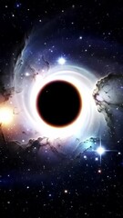 Wall Mural - Black hole at the center of a colorful nebula in deep space
