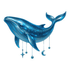 Wall Mural - PNG Celestial whale fantasy illustration