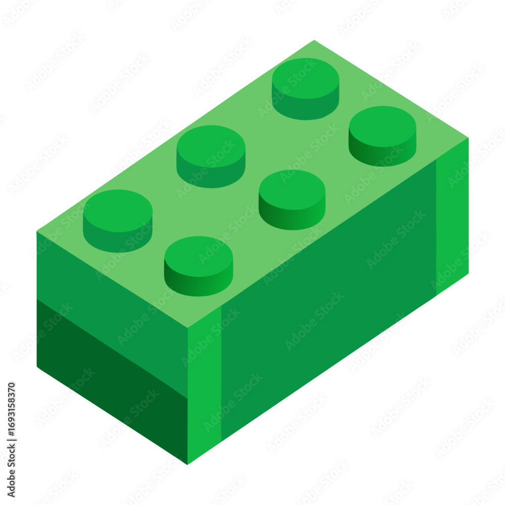 Green building block vector on white background.