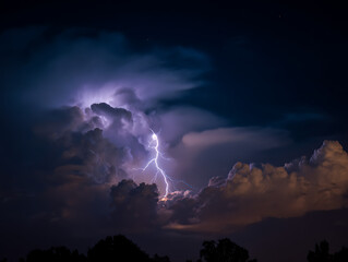 Wall Mural - lightning in the night