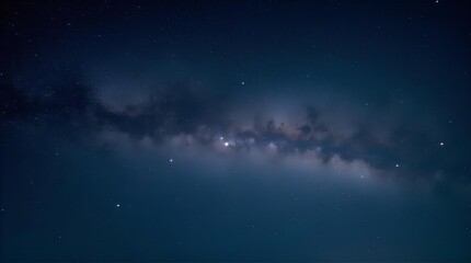 Wall Mural - Breathtaking Milky Way galaxy stretching across a dark blue night sky, illuminated by countless stars, captured with long exposure astrophotography, showcasing cosmic beauty.