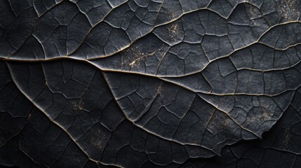 Close-up view of a dark, textured leaf vein pattern.