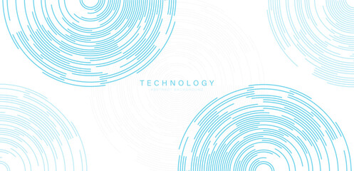 Wall Mural - Abstract technology background. Blue circle lines design. Modern round lines. Futuristic digital tech concept. Suit for cover, poster, banner, website, corporate, business, brochure