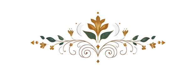 Ornate floral design dark teal gold cream decor pattern