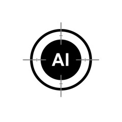 Vector art of ai artificial intelligence target symbol with crosshairs, concept of focus on ai technology