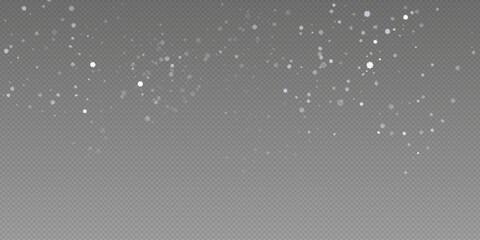 Wall Mural - Christmas glittering snowflakes in air on transparent background. Snow overlay effects. Snow background. Heavy snowfall with frosty particles. Winter ambiance.