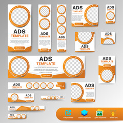 Wall Mural - Corporate web banners ad set template design. Business advertising banners template. vector