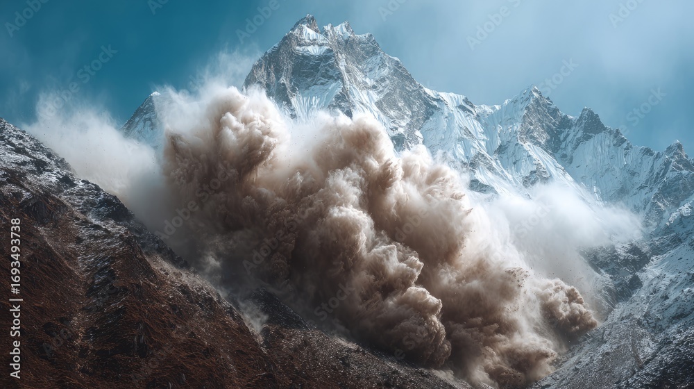 Nature Inploding Pictures Stock-Foto „Powerful snow avalanche exploding down himalaya ...