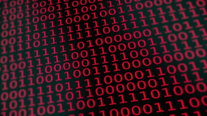 4k stock | Red binary code background suitable for technology concepts, coding websites, digital presentations, cybersecurity visuals, and futuristic designs.