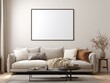 © Mochi - Modern beige living room with empty frame (1)