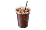 Refreshing iced coffee in a plastic cup with a straw isolated on transparent background, a perfect summer beverage