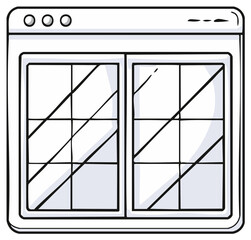 Hand drawn sketch of a browser window application user interface for web design or online content