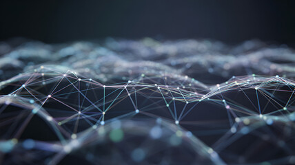Abstract network of connected dots and lines creating a digital landscape