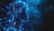 © Fitra - A futuristic digital representation of a human head composed of glowing blue neural networks and data points.