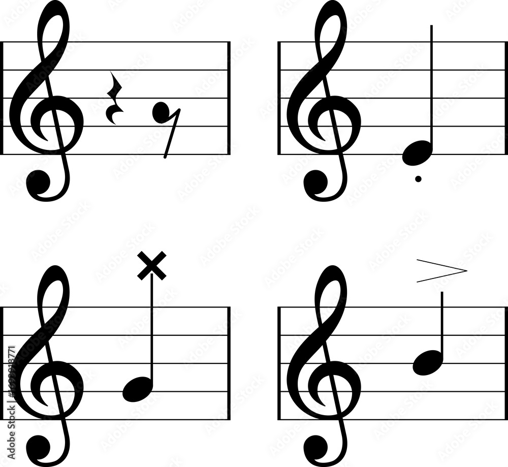 Music notes pattern, music symbols, notes, clefs and sharps. Various ...