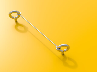 Symbolic rendering of screws linked together showing connectivity on yellow