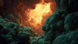 Captivating Hyper-Realistic Underground Sci-Fi Landscape with Ethereal Glow and Textures