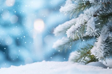 Canvas Print - close-up christmas tree snow backgrounds outdoors.