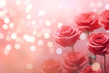 Wall Mural - red rose bokeh effect background backgrounds flower petal.