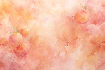 Watercolor painting of ripe peaches with soft, diffused light, showcasing a warm color palette and a dreamy, ethereal quality, isolated on white background