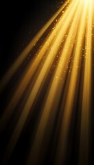 Wall Mural - golden rays cascade downward, creating a luminous effect in a dark background full of dust particles