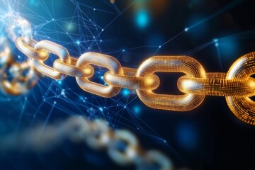 Golden Blockchain Network Technology Concept for Secure Financial Transactions and Data Transfer