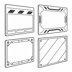 Four futuristic interface frames technology digital