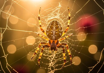 Spider resting on detailed web