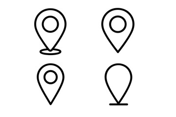 Map pin line icon pack. Minimalist location marker pictogram set. GPS pointer symbol for navigation and direction. Geolocation tag and destination point sign for web and apps.