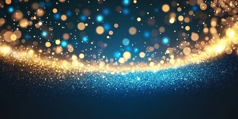 Wall Mural - elegant golden glittering background with shimmering bokeh effects for festive winter celebrations